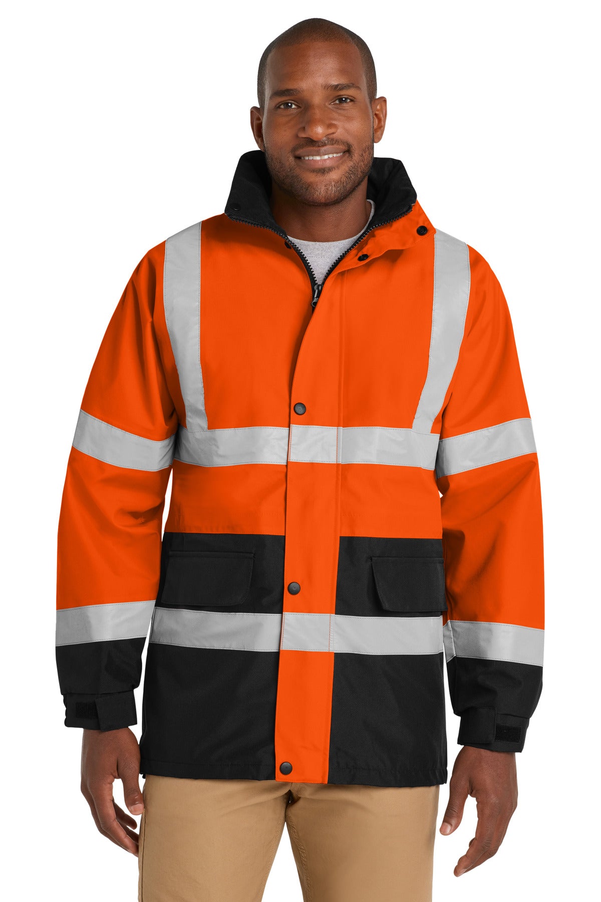 CornerStone - ANSI 107 Class 3 Waterproof Parka. CSJ24 - Safety Orange/ Black