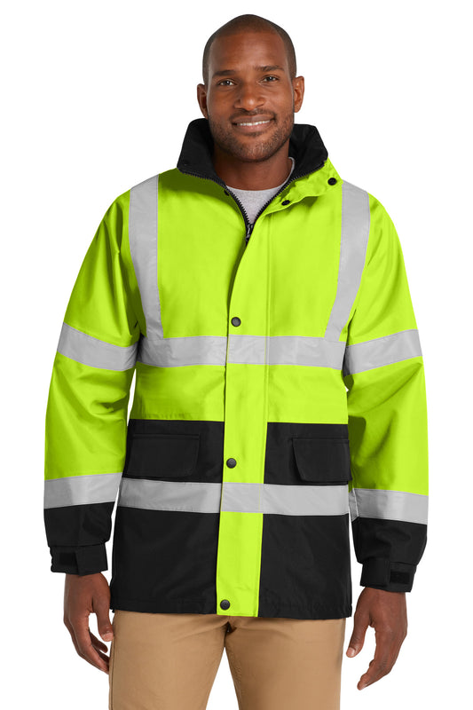CornerStone - ANSI 107 Class 3 Waterproof Parka. CSJ24 - Safety Yellow/ Black