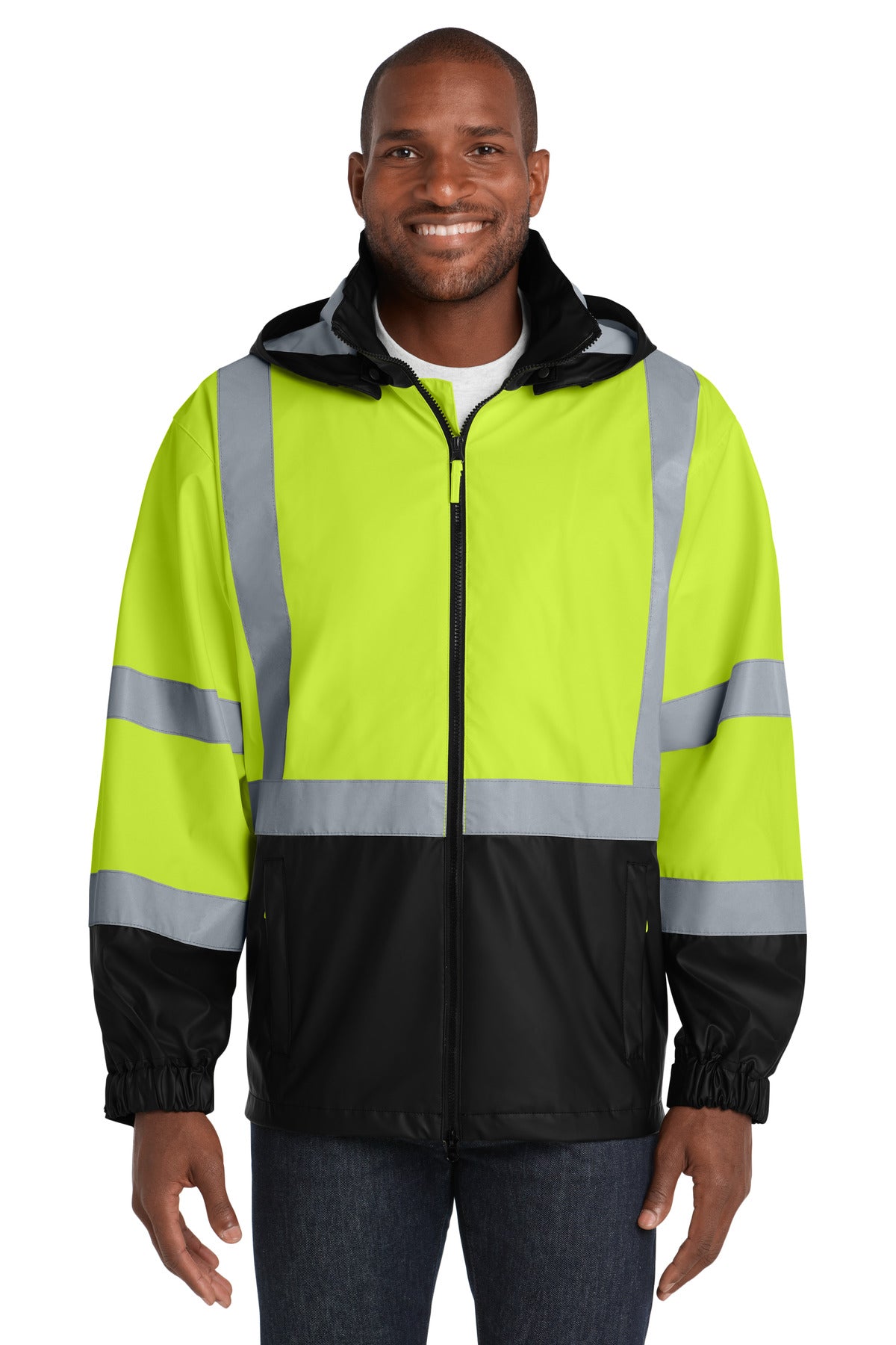 CornerStone - ANSI 107 Class 3 Safety Windbreaker. CSJ25 - Safety Yellow/ Black