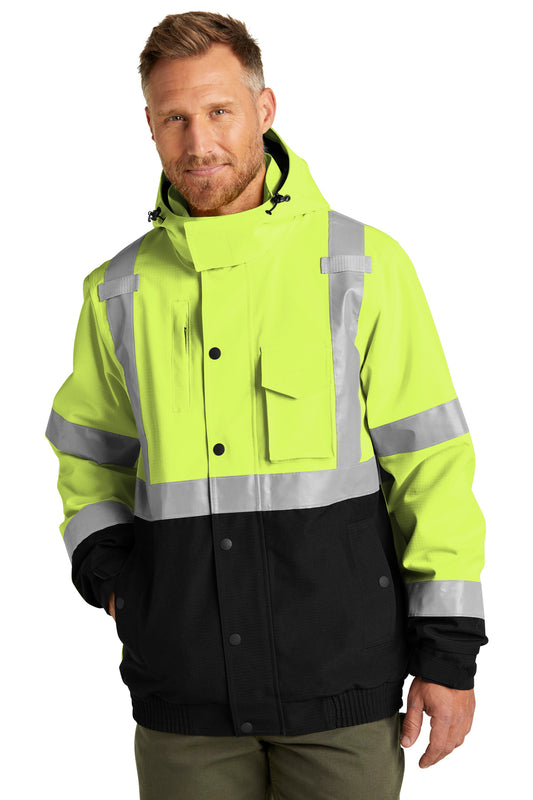CornerStone ANSI 107 Class 3 Waterproof Insulated Ripstop Bomber Jacket CSJ501 - Safety Yellow