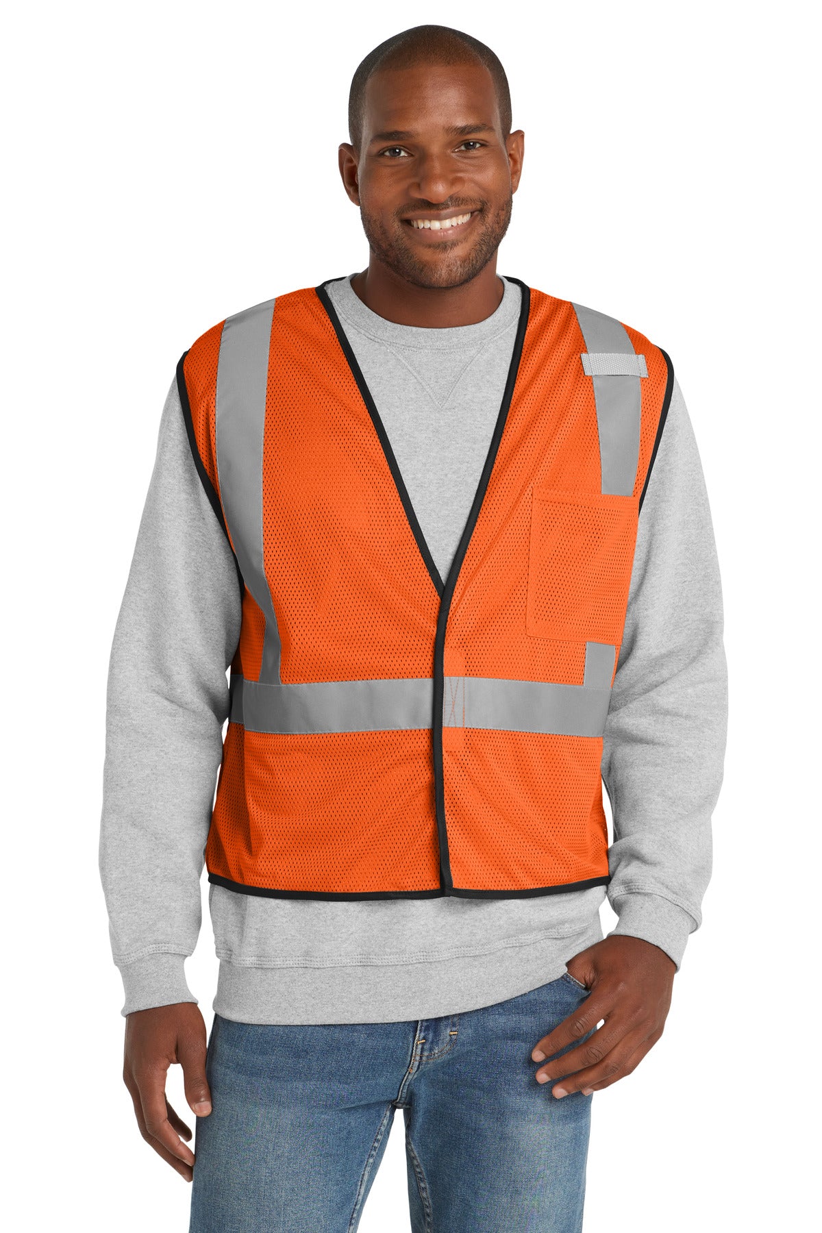 CornerStone  ANSI 107 Class 2 Economy Mesh One-Pocket Vest. CSV100 - Safety Orange