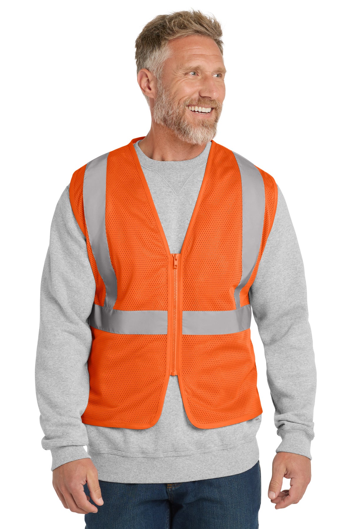 CornerStone  ANSI 107 Class 2 Economy Mesh Zippered Vest. CSV101 - Safety Orange