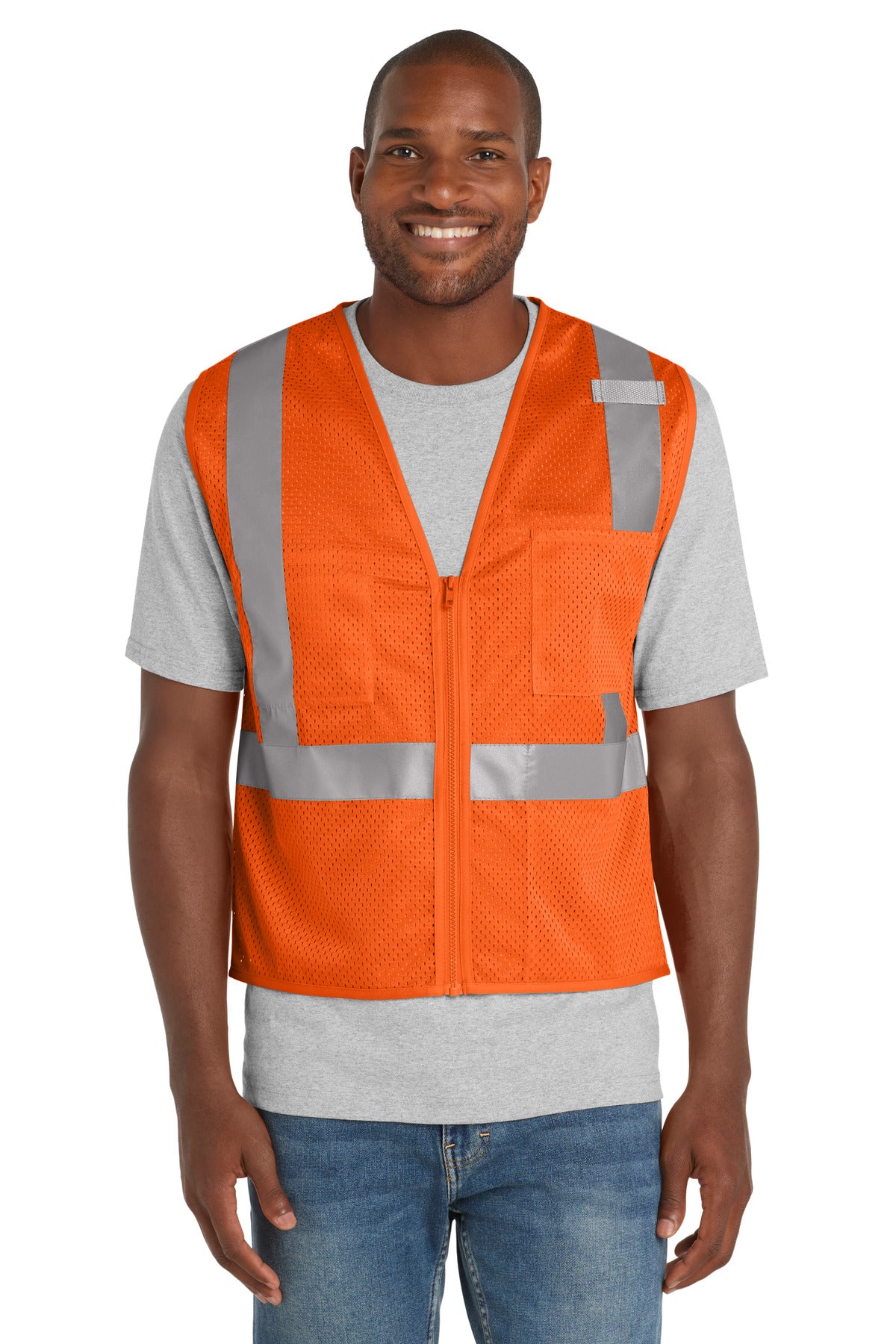 CornerStone  ANSI 107 Class 2 Mesh Zippered Vest. CSV102 - Safety Orange