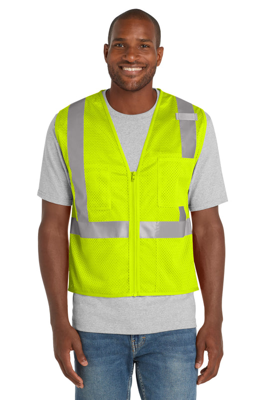 CornerStone  ANSI 107 Class 2 Mesh Zippered Vest. CSV102 - Safety Yellow