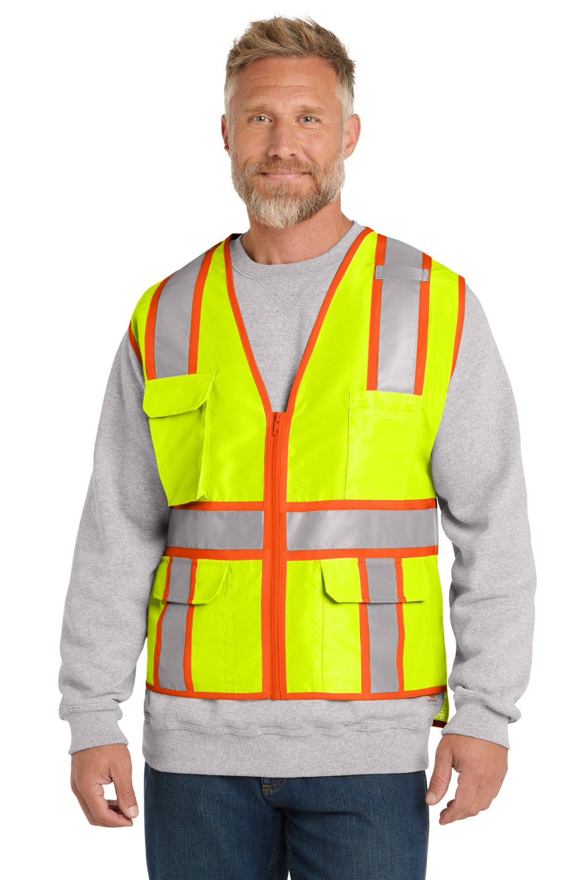 CornerStone  ANSI 107 Class 2 Surveyor Zippered Two-Tone Vest. CSV105 - Safety Yellow