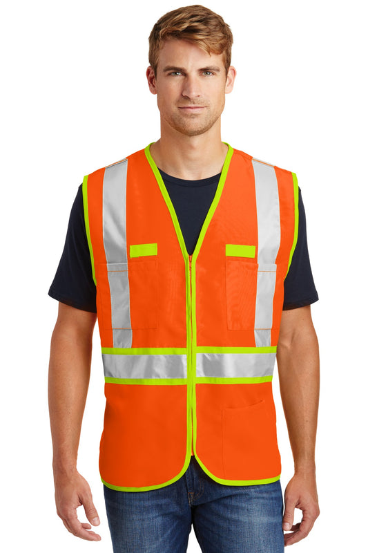CornerStone - ANSI 107 Class 2 Dual-Color Safety Vest. CSV407 - Safety Orange/ Safety Yellow