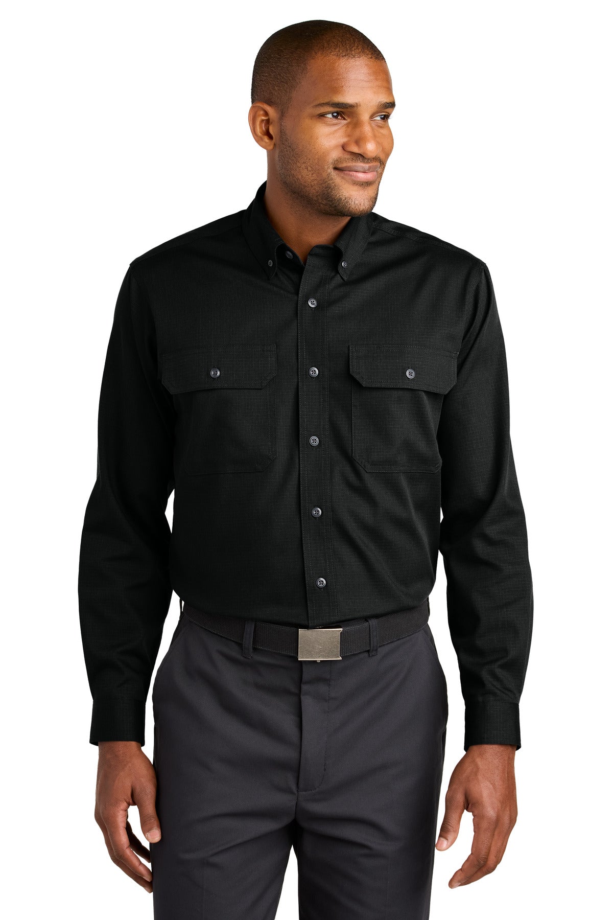 CornerStone Long Sleeve Select Ripstop Shirt CSW174 - Black