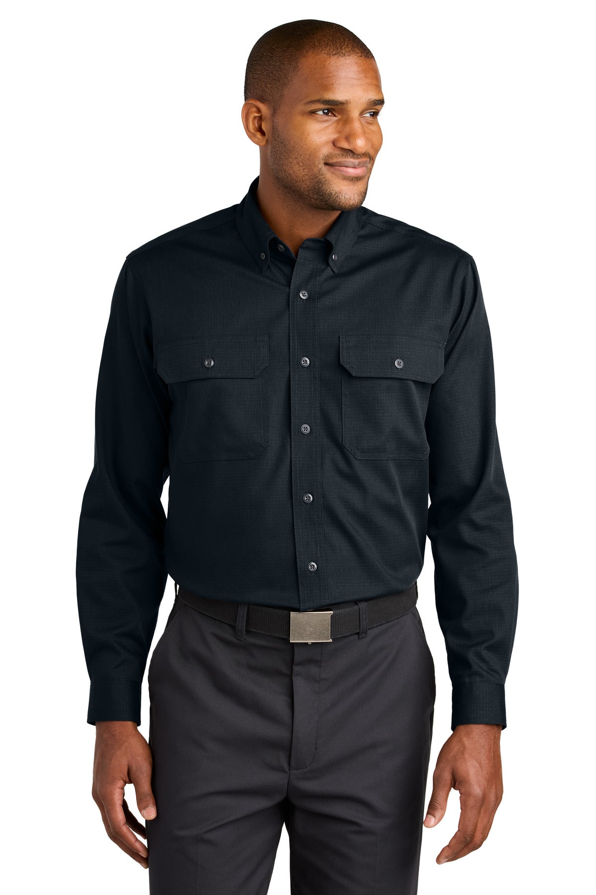 CornerStone Long Sleeve Select Ripstop Shirt CSW174 - Navy Blue