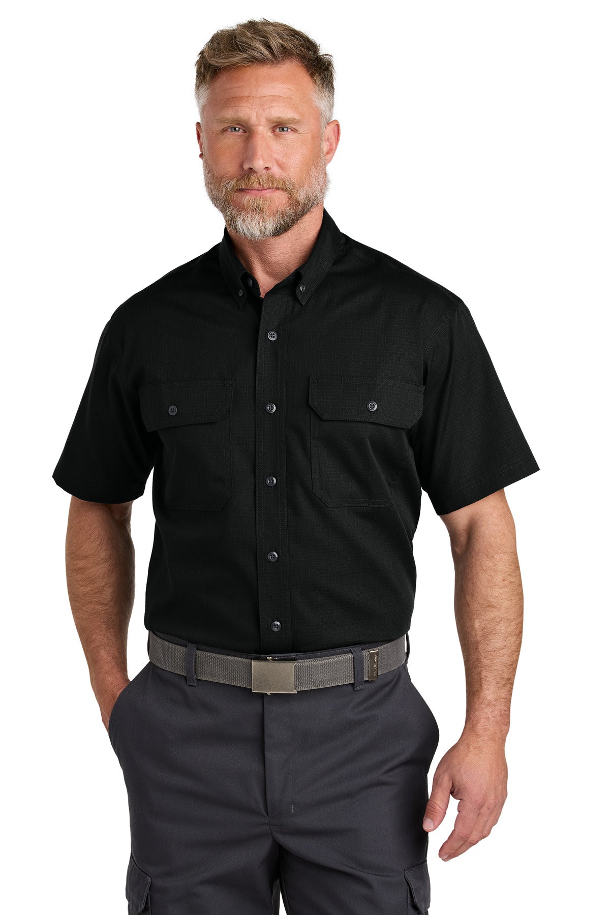 CornerStone Short Sleeve Select Ripstop Shirt CSW175 - Black