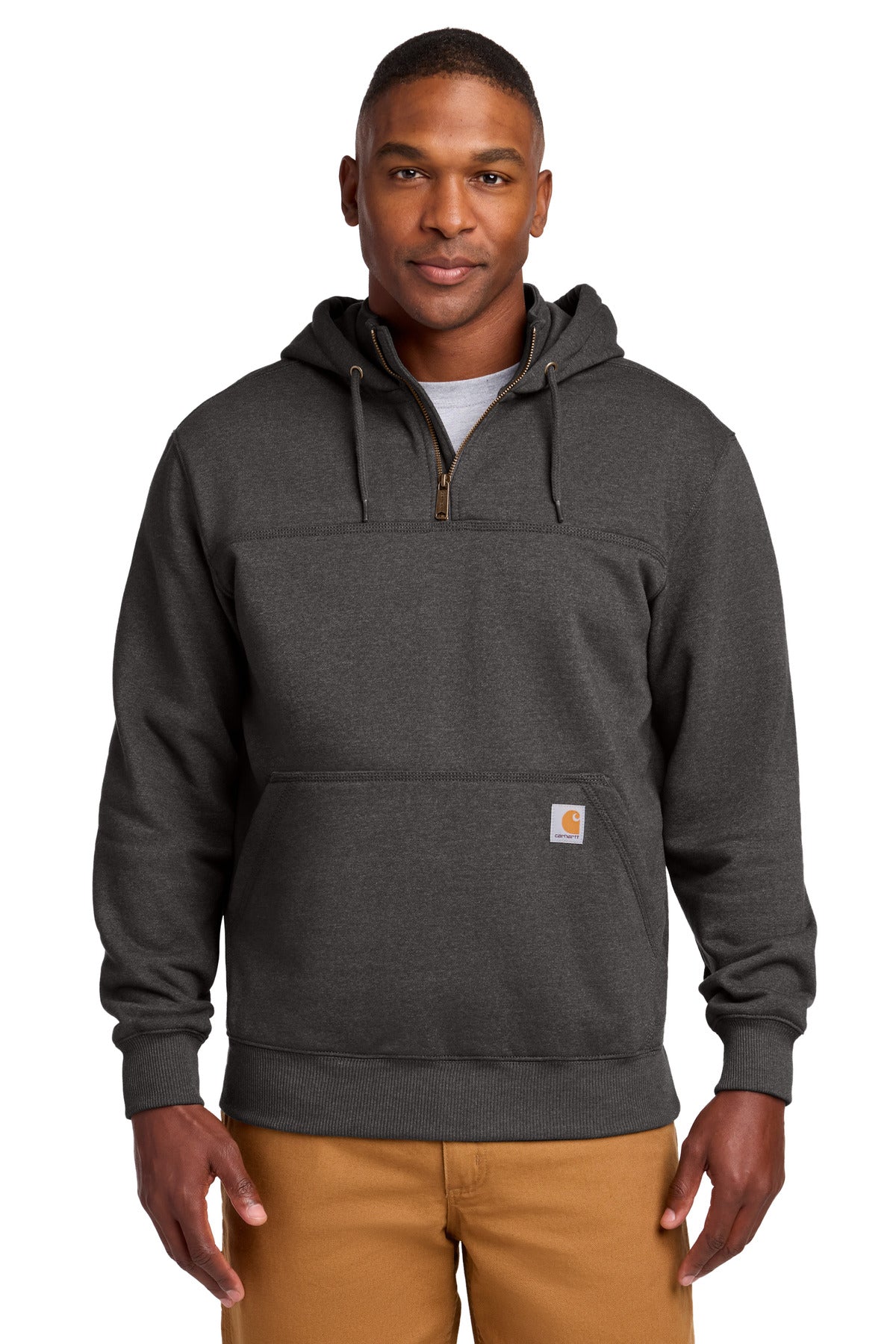 Carhartt  Rain Defender  Paxton Heavyweight Hooded Zip Mock Sweatshirt. CT100617 - Carbon Heather
