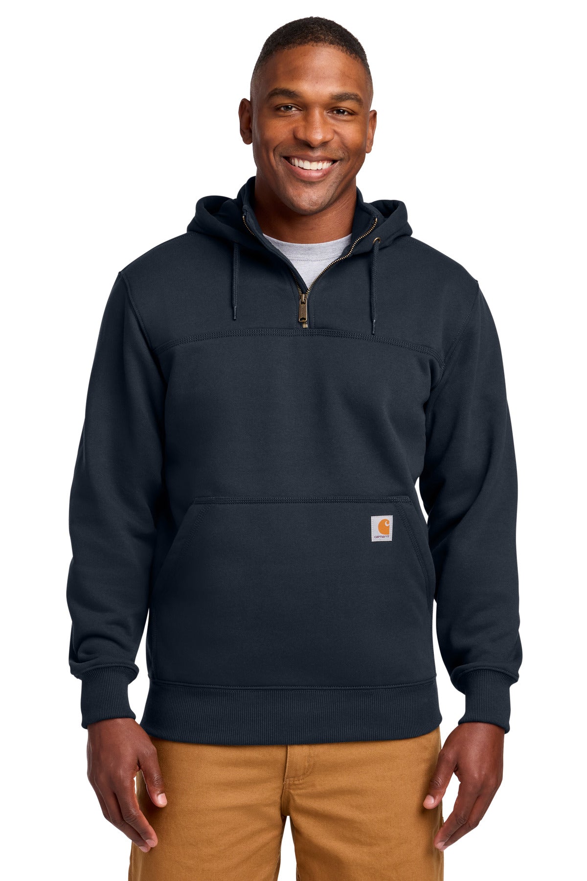 Carhartt  Rain Defender  Paxton Heavyweight Hooded Zip Mock Sweatshirt. CT100617 - New Navy