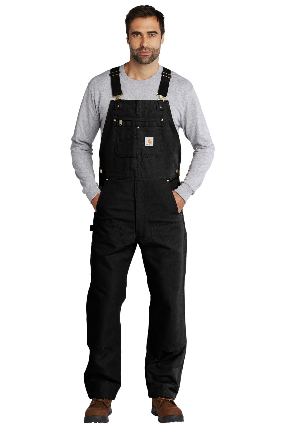 Carhartt Duck Unlined Bib Overalls. CT102776 - Black