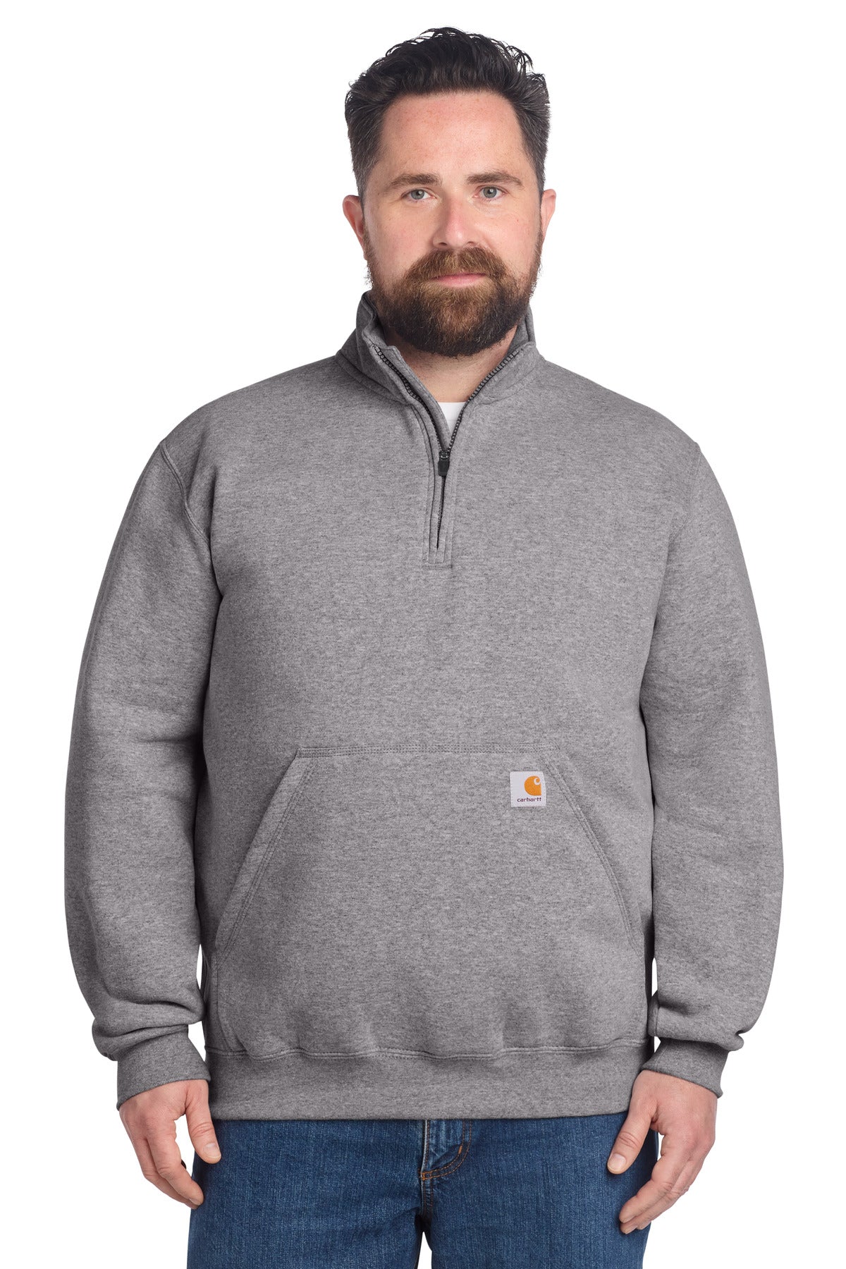 Carhartt Midweight 1/4-Zip Mock Neck Sweatshirt CT105294 - Heather Grey