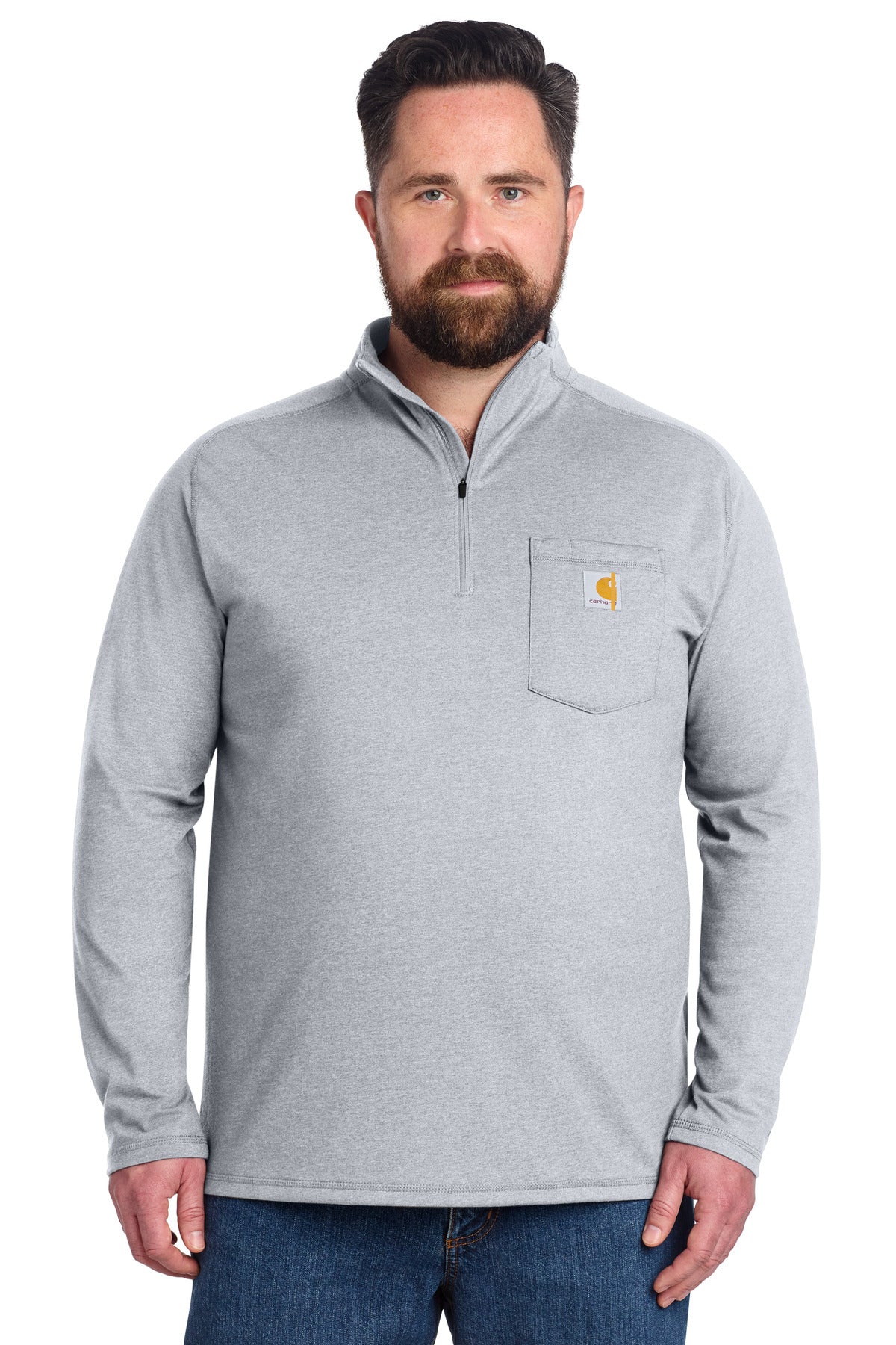 Carhartt Force 1/4-Zip Long Sleeve T-Shirt CT106660 - Heather Grey
