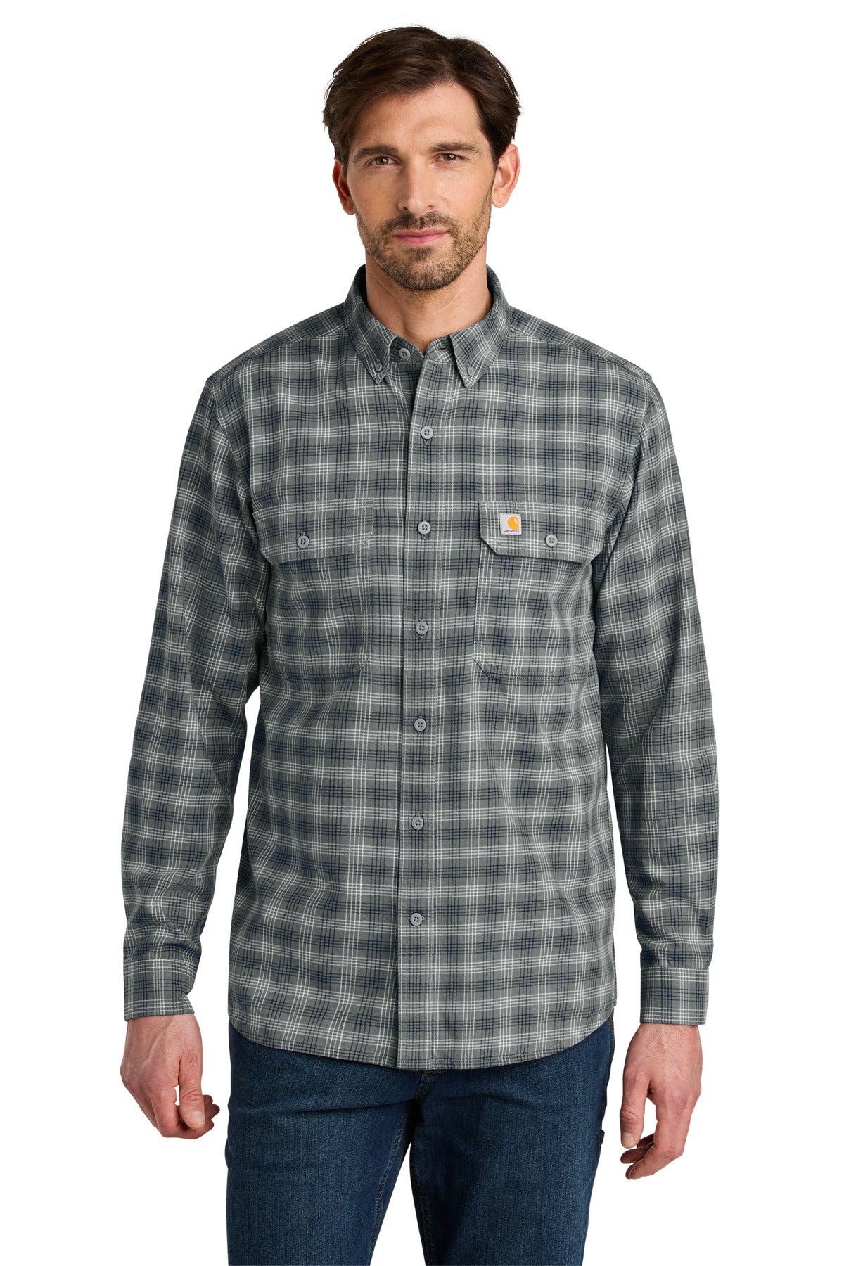 Carhartt Rugged Flex Plaid Long Sleeve Shirt CT107109 - Plaid Steel Navy