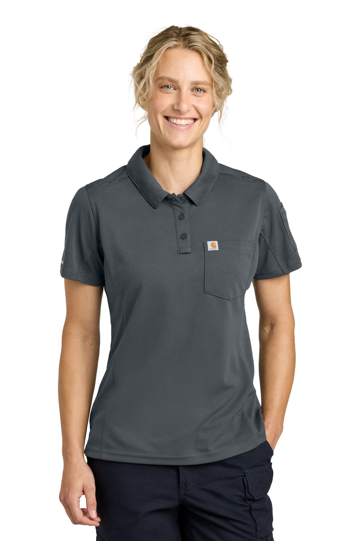 Carhartt Women's FLD & RSCU Polo CTC12119 - Pewter