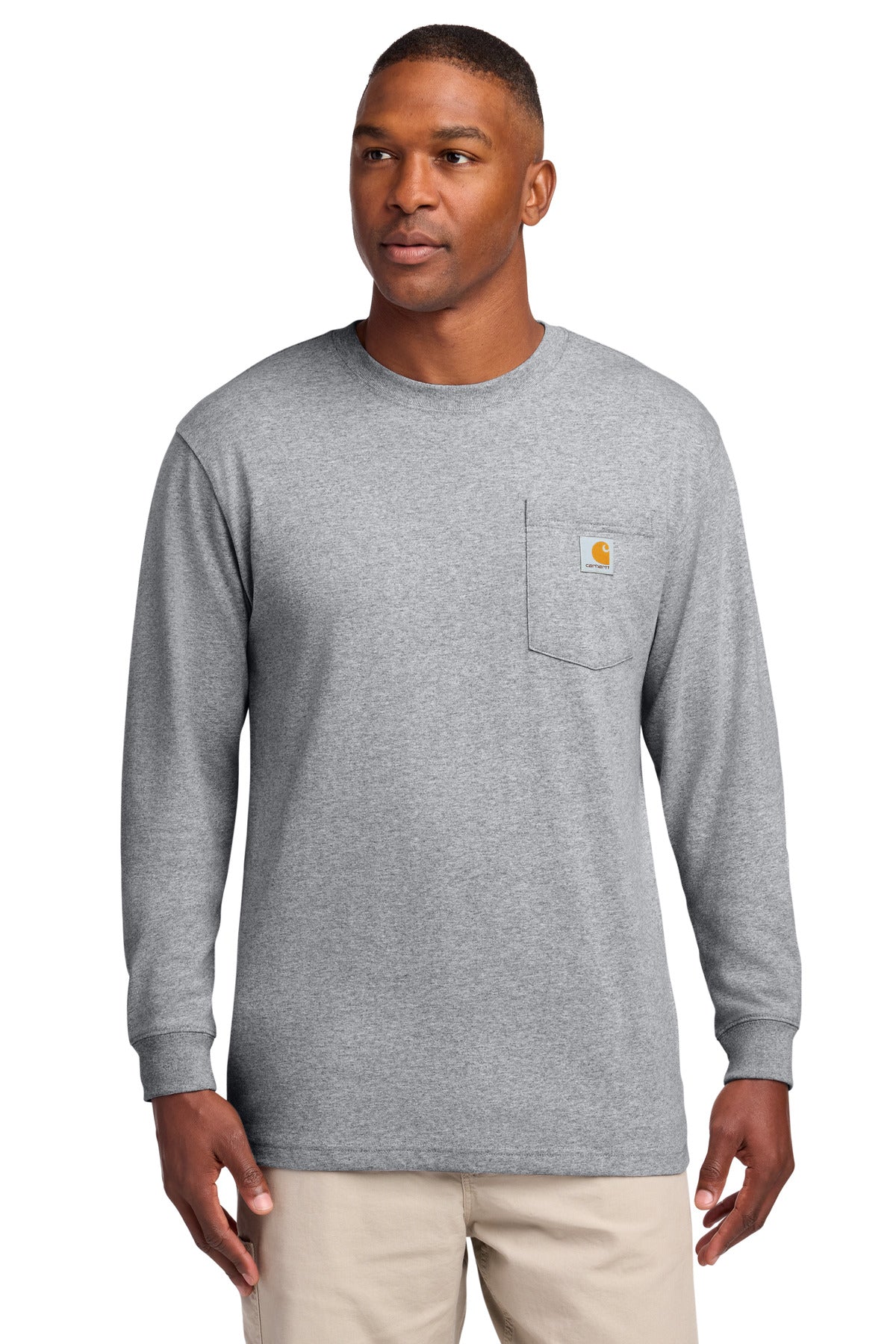 Carhartt  Workwear Pocket Long Sleeve T-Shirt. CTK126 - Heather Grey