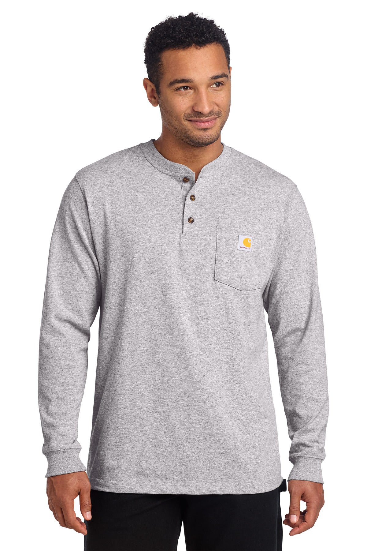 Carhartt Long Sleeve Henley T-Shirt CTK128 - Heather Grey