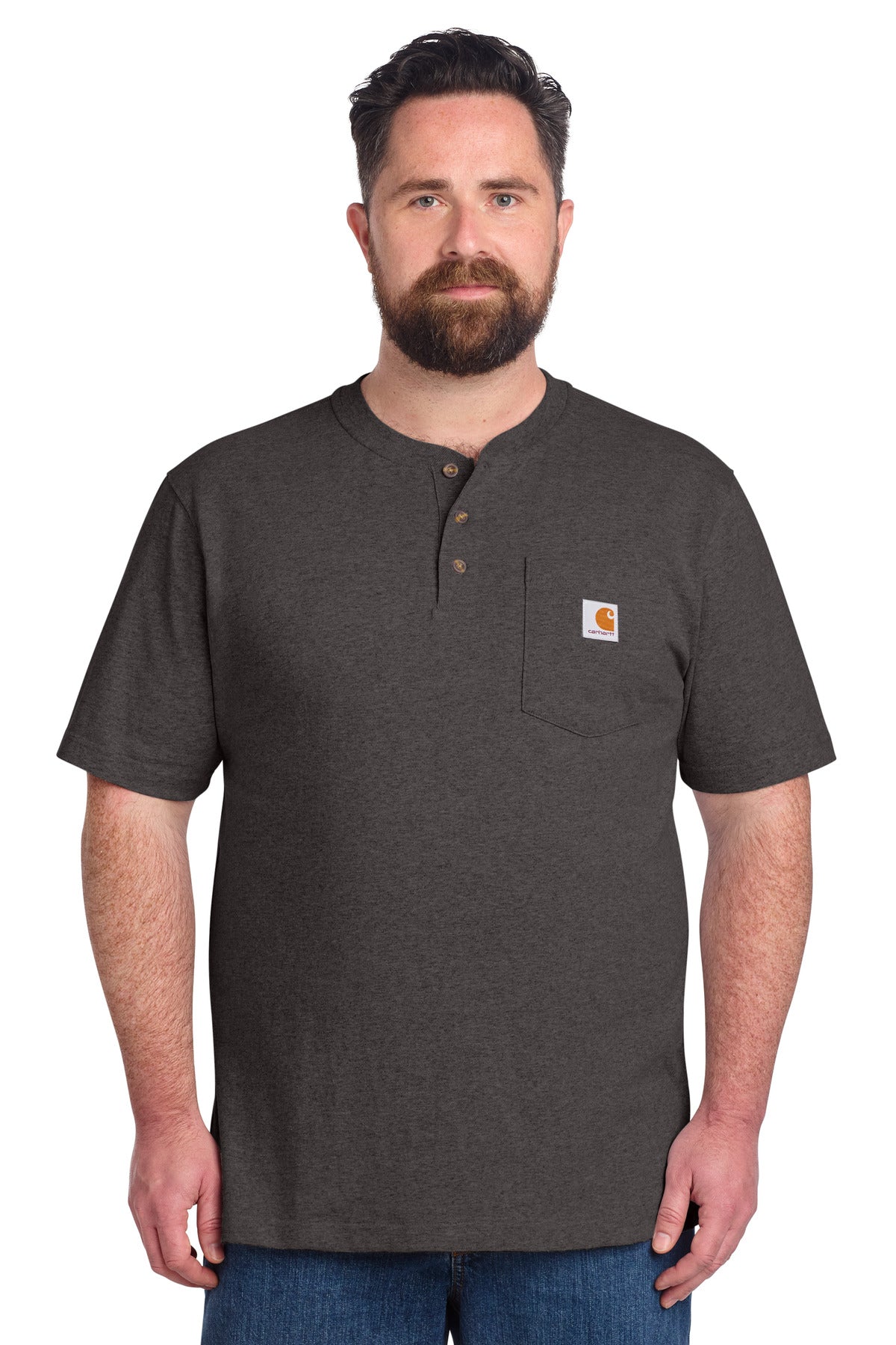 Carhartt Short Sleeve Henley T-Shirt CTK84 - Carbon Heather