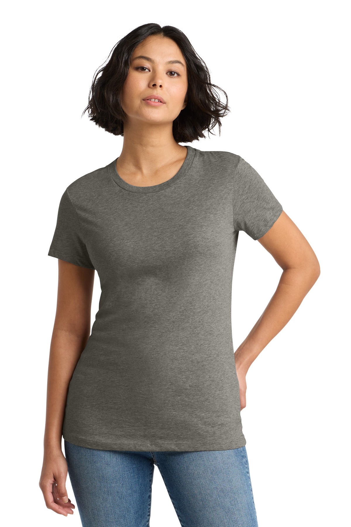 District Women's Perfect WeightTee. DM104L - Heathered Charcoal