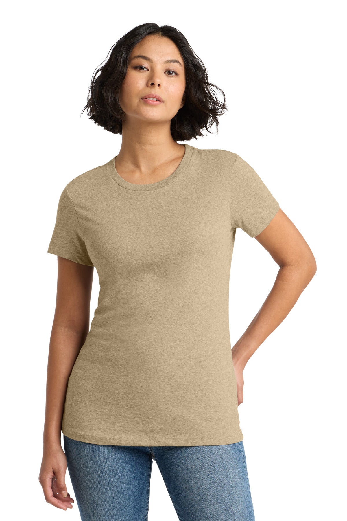 District Women's Perfect WeightTee. DM104L - Heathered Latte