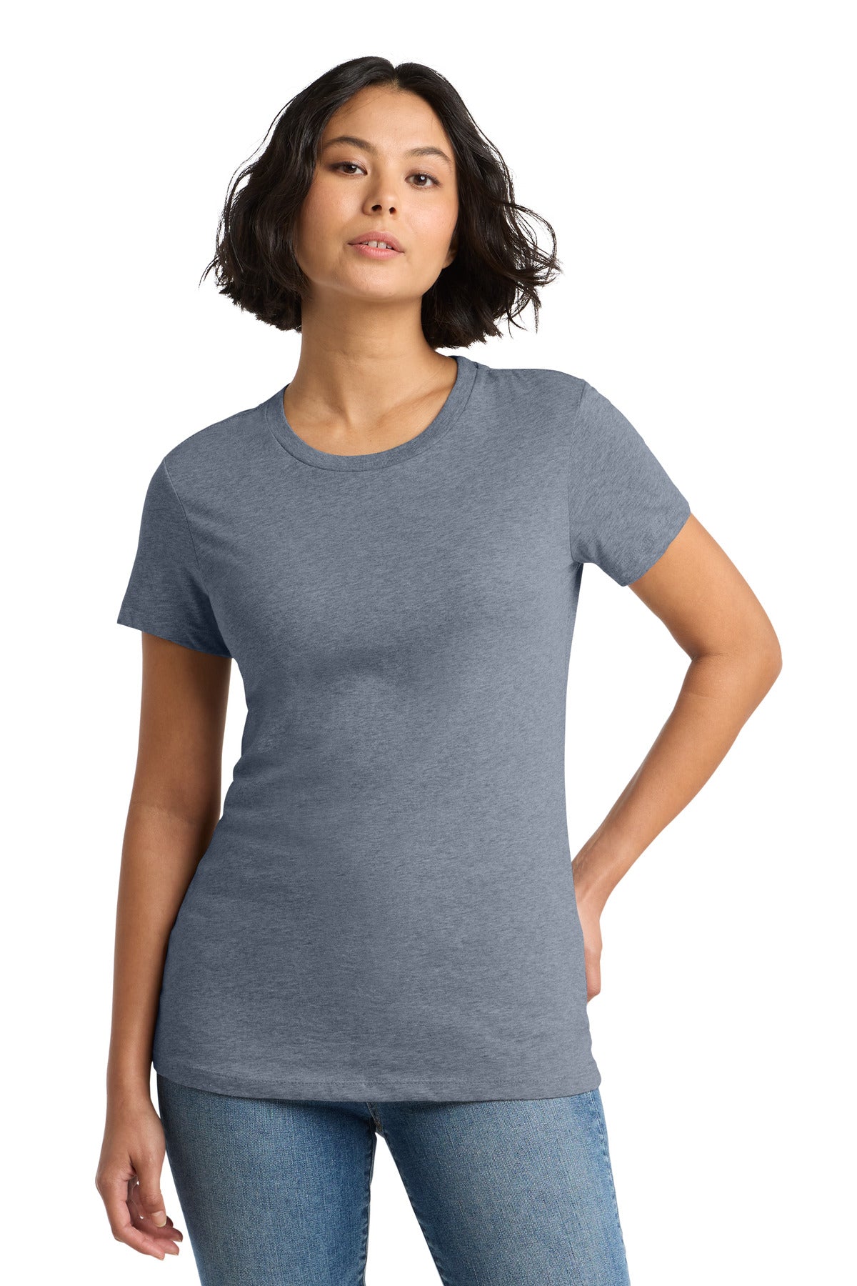 District Women's Perfect WeightTee. DM104L - Heathered Navy