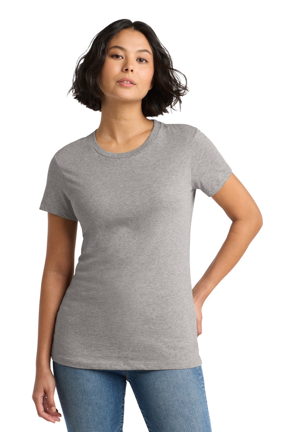 District Women's Perfect WeightTee. DM104L - Heathered Steel