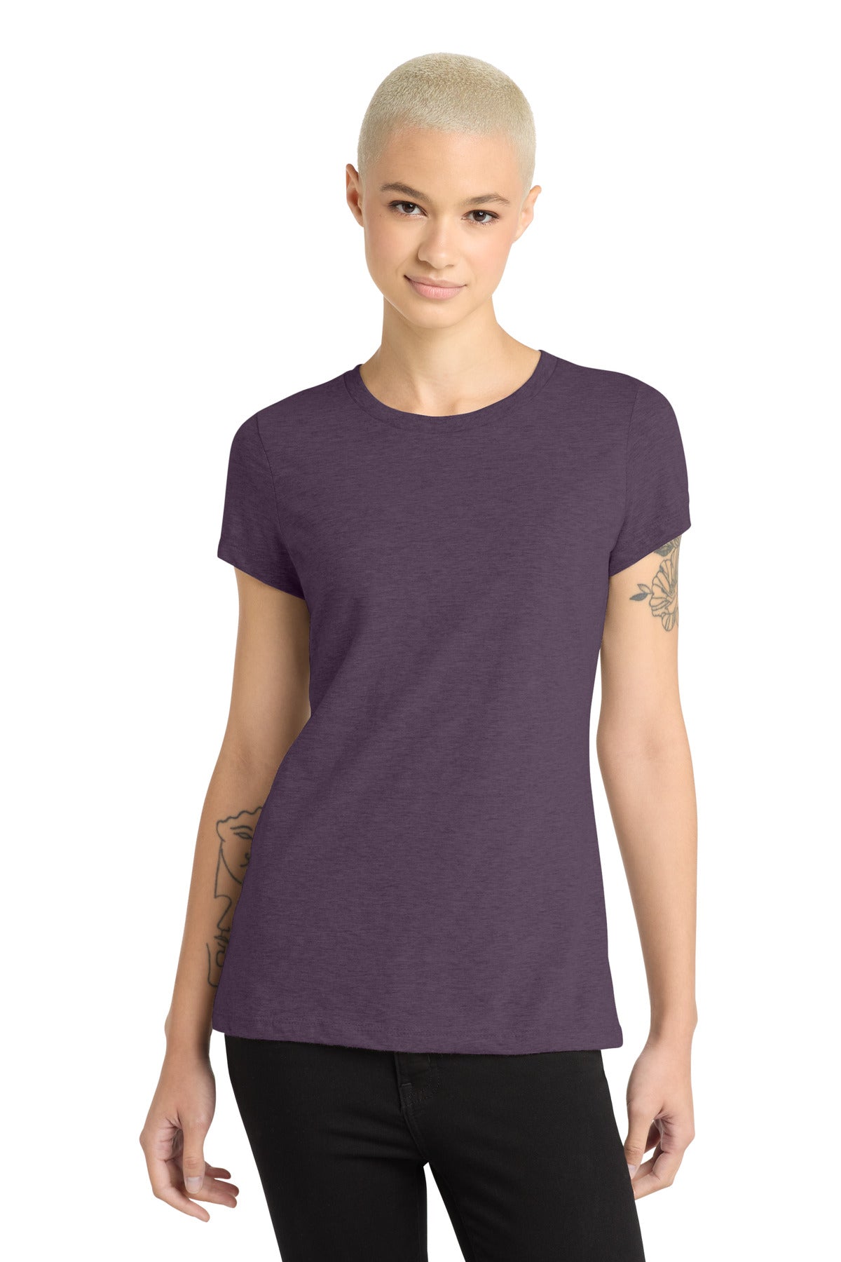 District  Women's Perfect Blend CVC Tee. DM108L - Heathered Eggplant