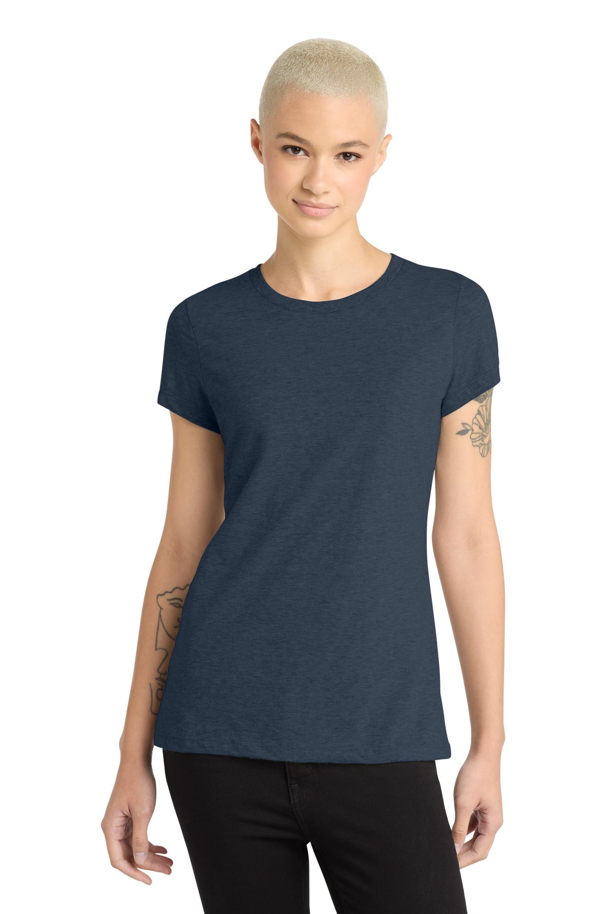 District  Women's Perfect Blend CVC Tee. DM108L - Heathered Navy