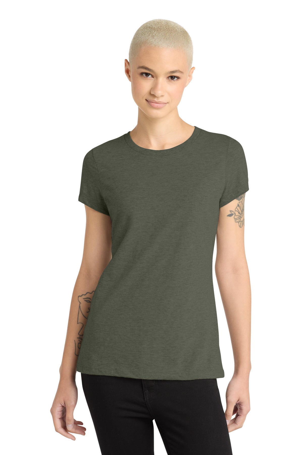 District  Women's Perfect Blend CVC Tee. DM108L - Heathered Olive