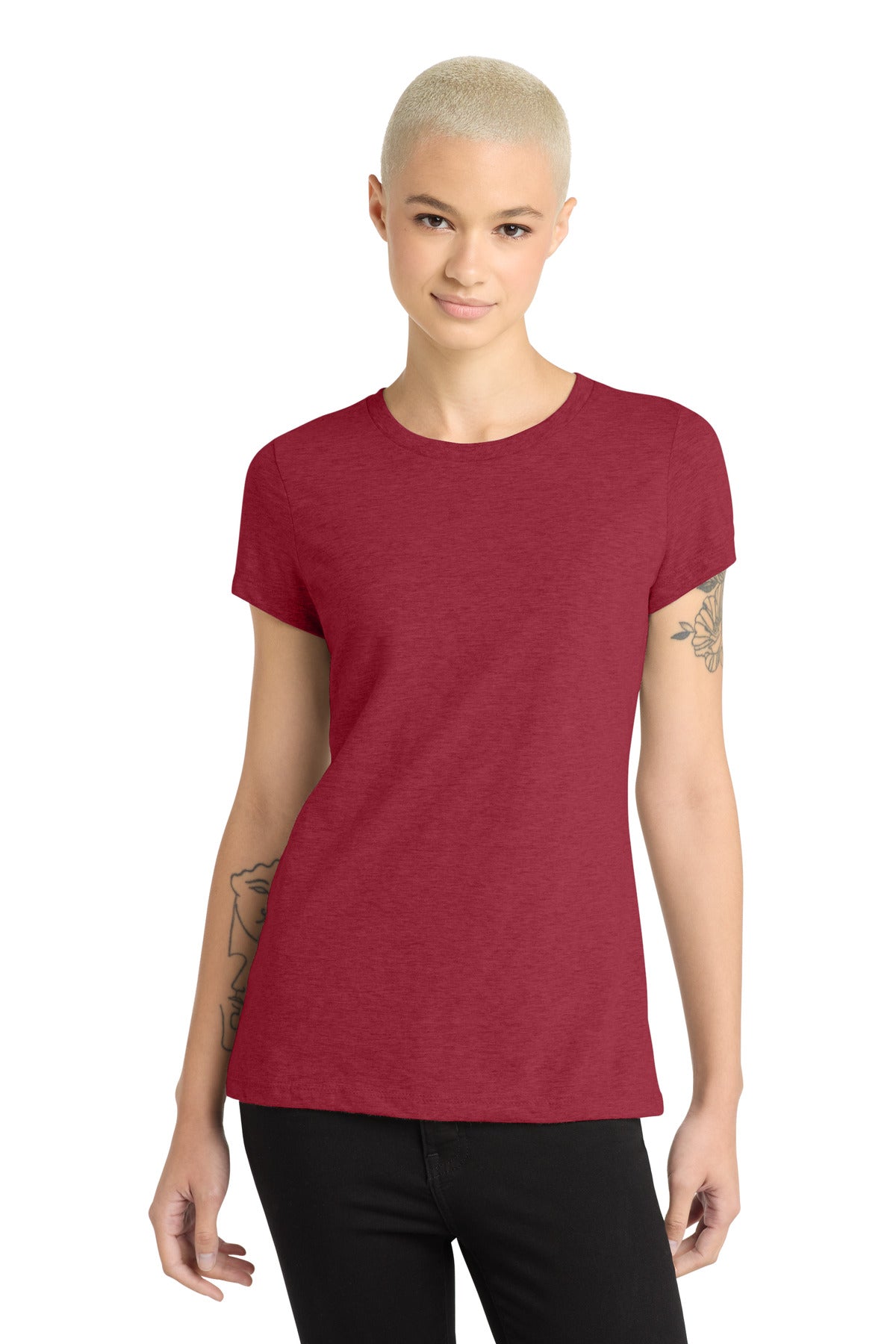 District  Women's Perfect Blend CVC Tee. DM108L - Heathered Red