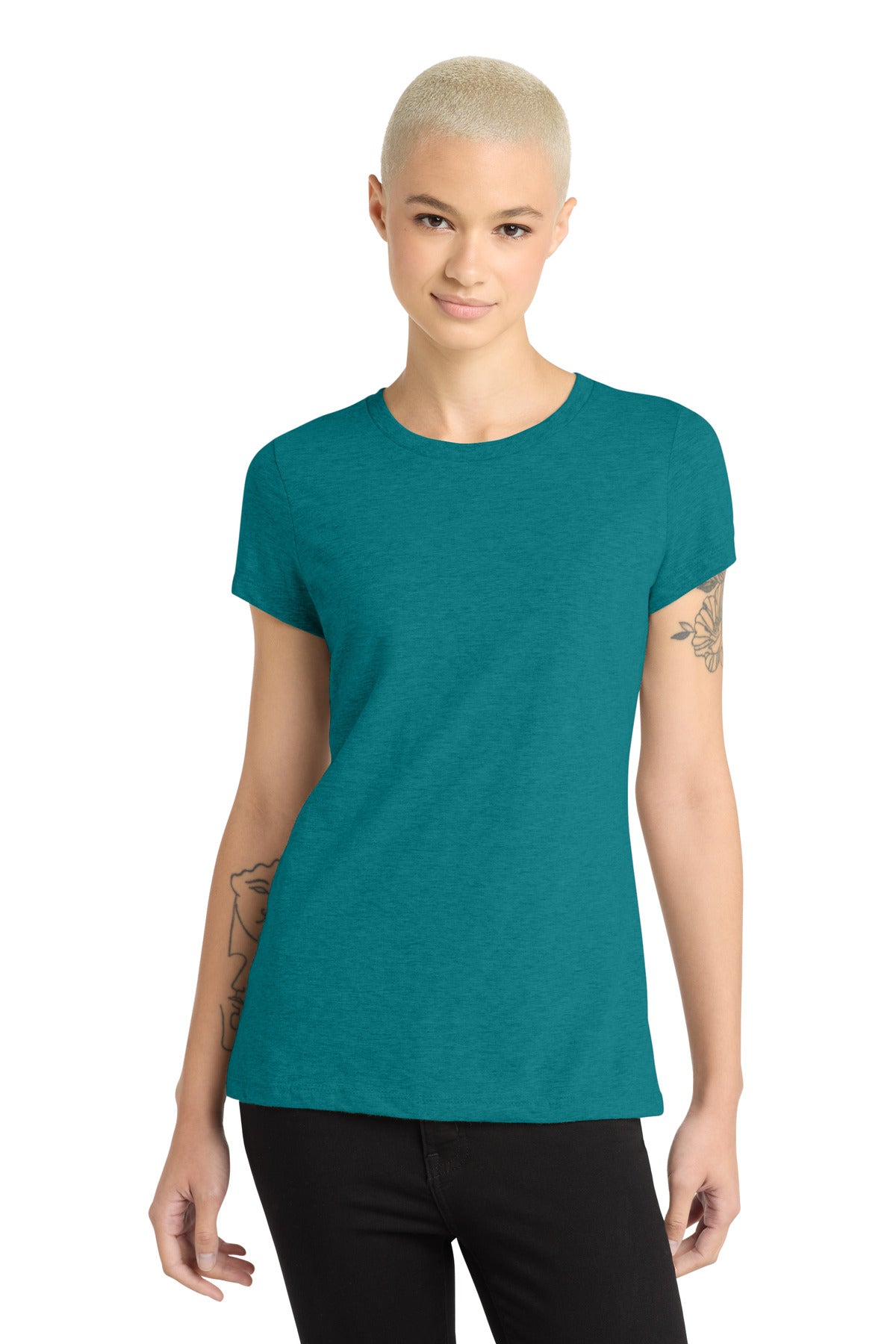District  Women's Perfect Blend CVC Tee. DM108L - Heathered Teal