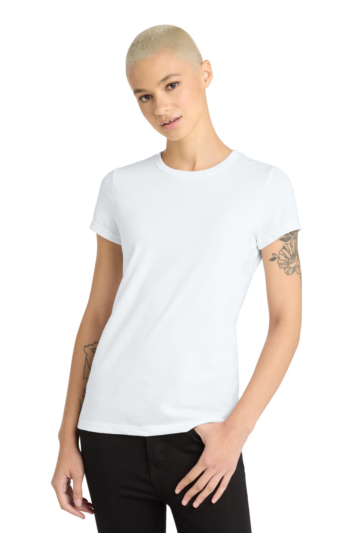 District  Women's Perfect Blend CVC Tee. DM108L - White