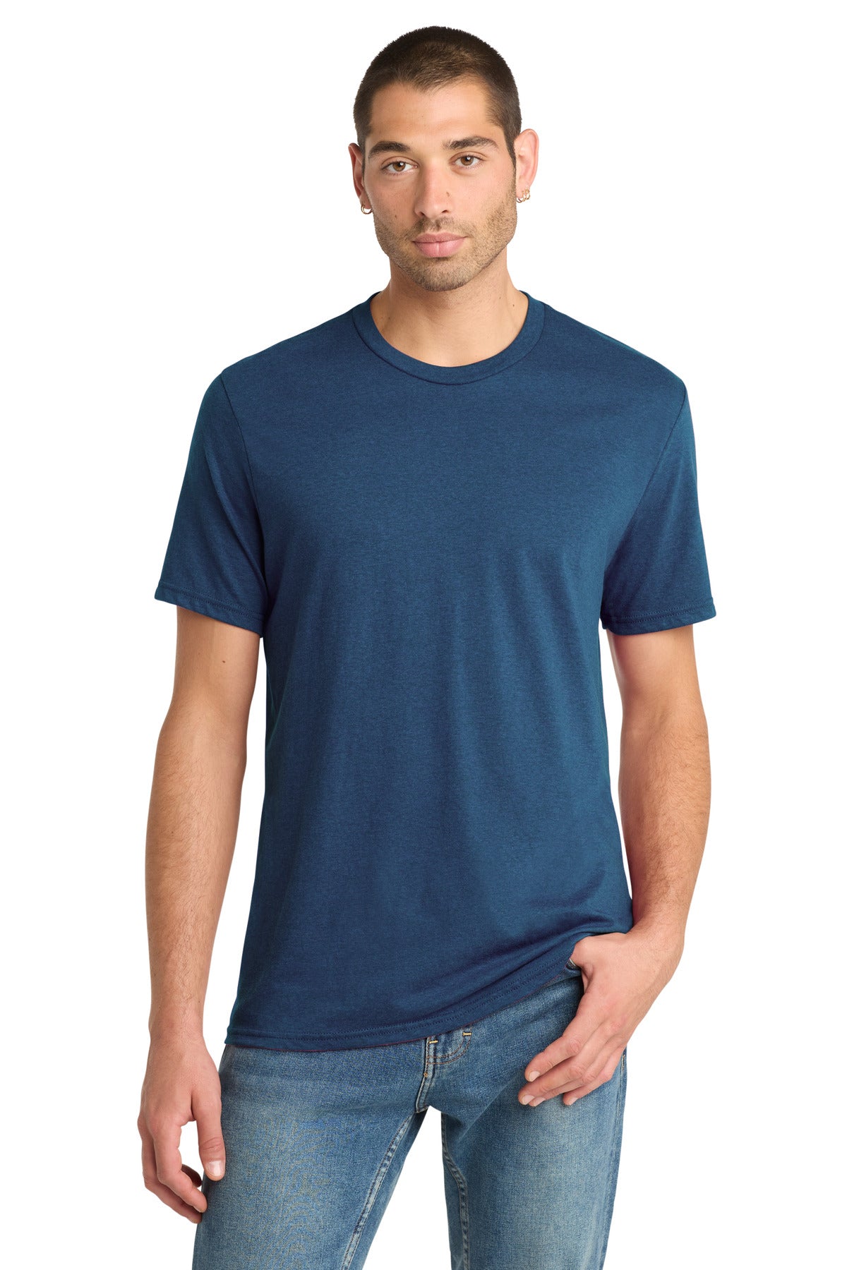 District Perfect Blend CVC Tee. DM108 - Deep Royal Fleck