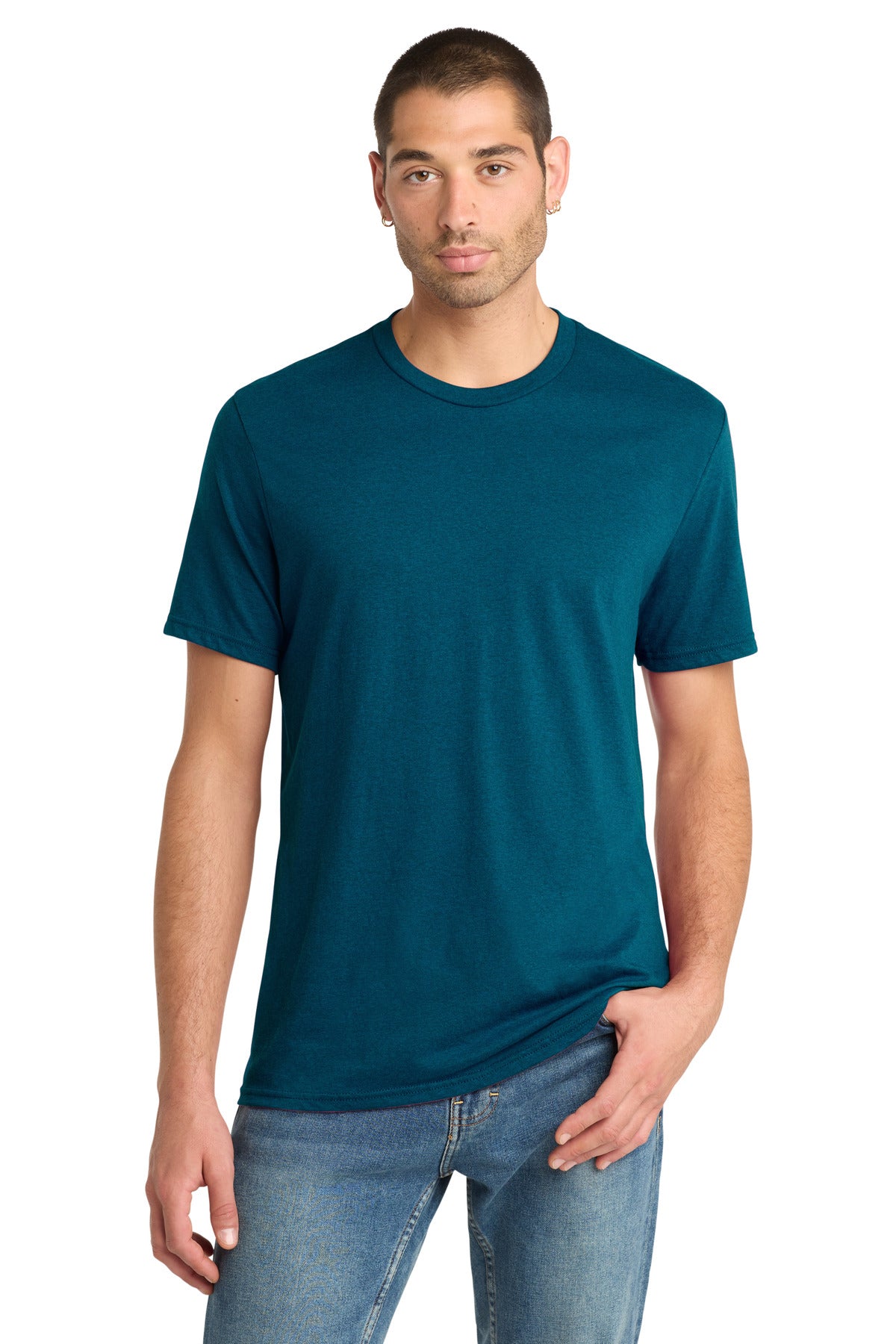 District Perfect Blend CVC Tee. DM108 - Deep Turquoise Fleck