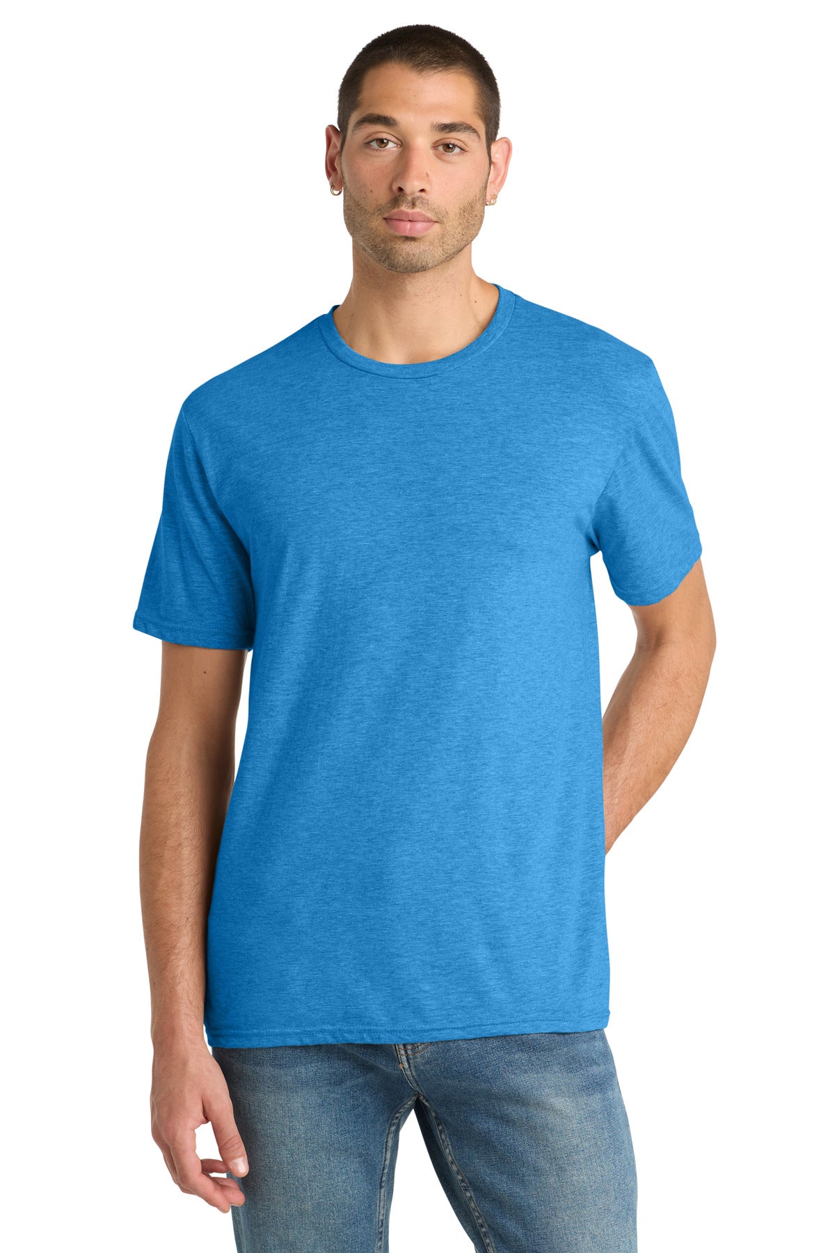 District Perfect Blend CVC Tee. DM108 - Heathered Bright Turquoise