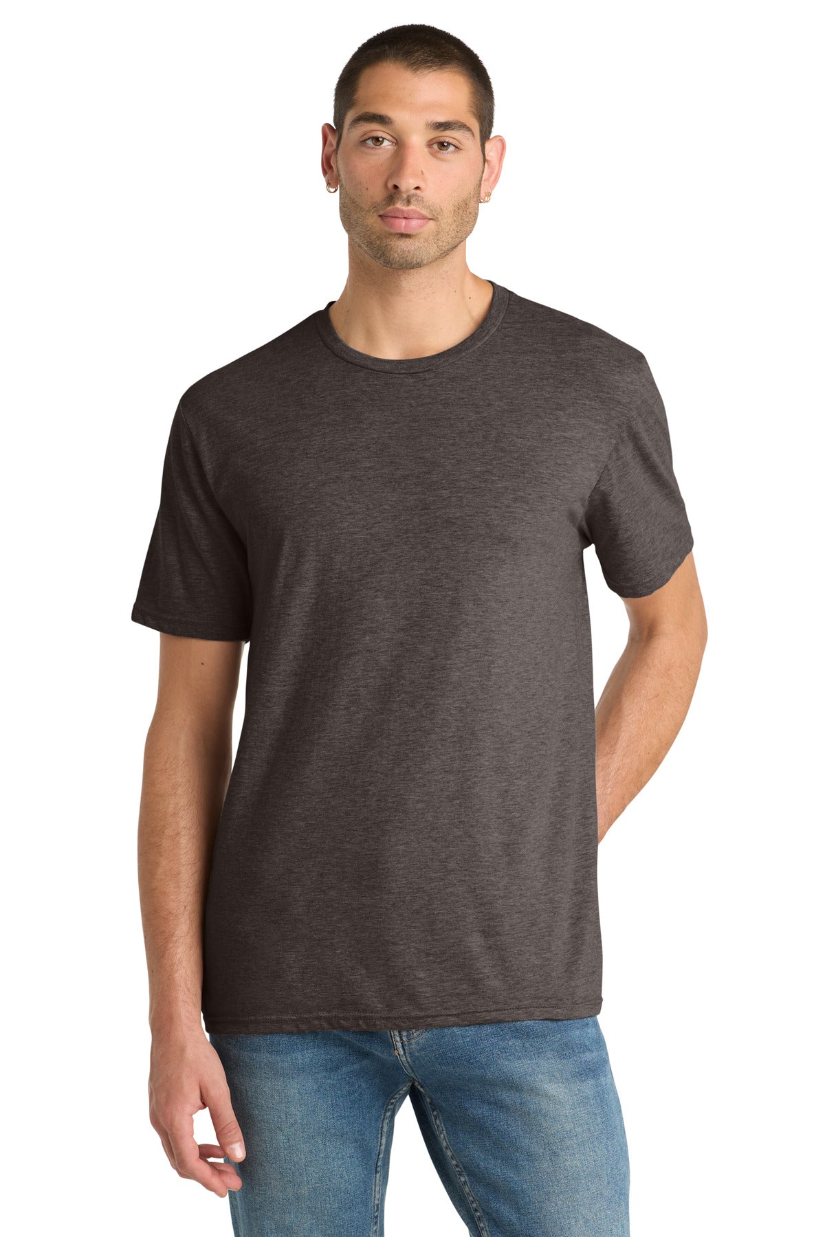 District Perfect Blend CVC Tee. DM108 - Heathered Brown