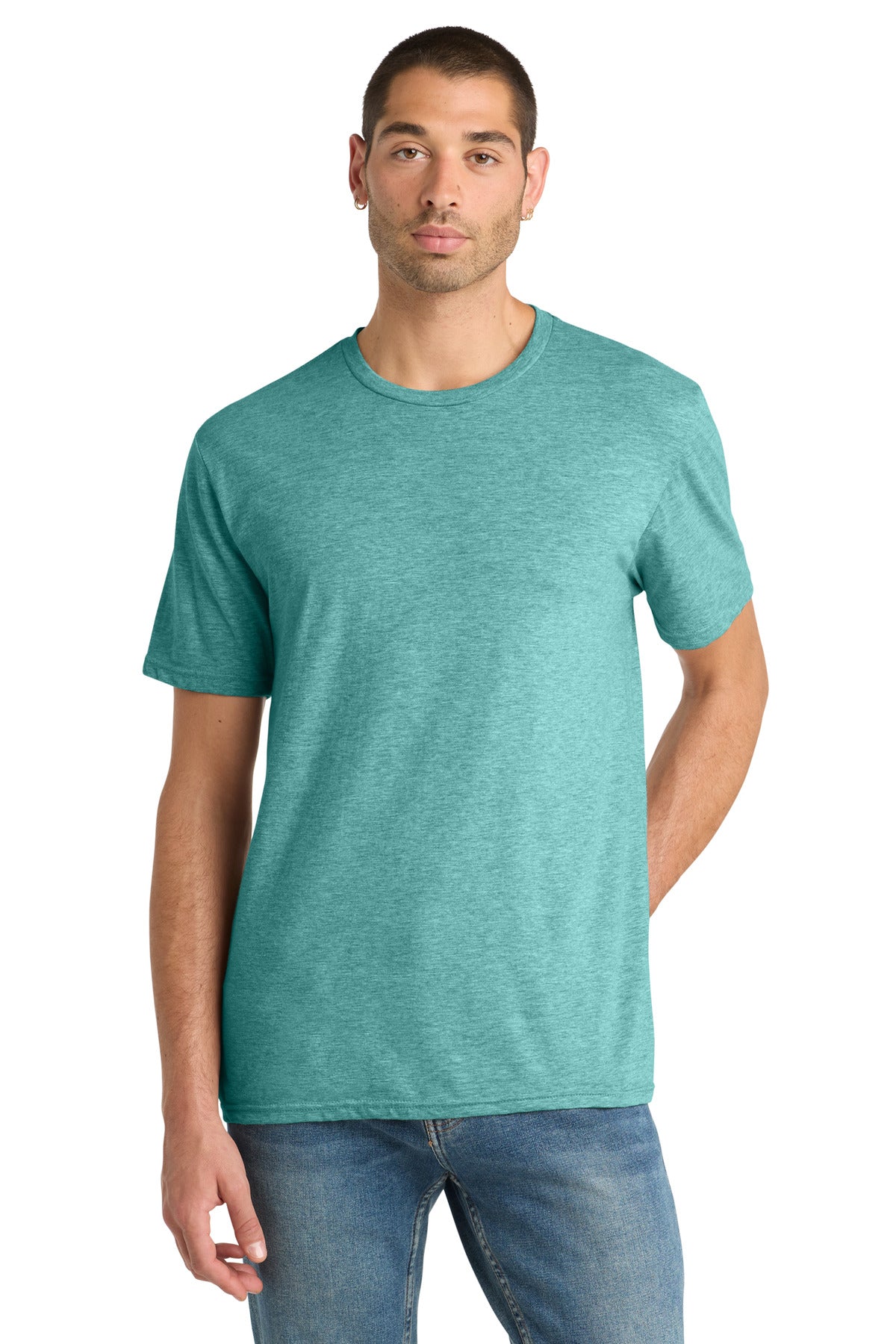 District Perfect Blend CVC Tee. DM108 - Heathered Eucalyptus Blue