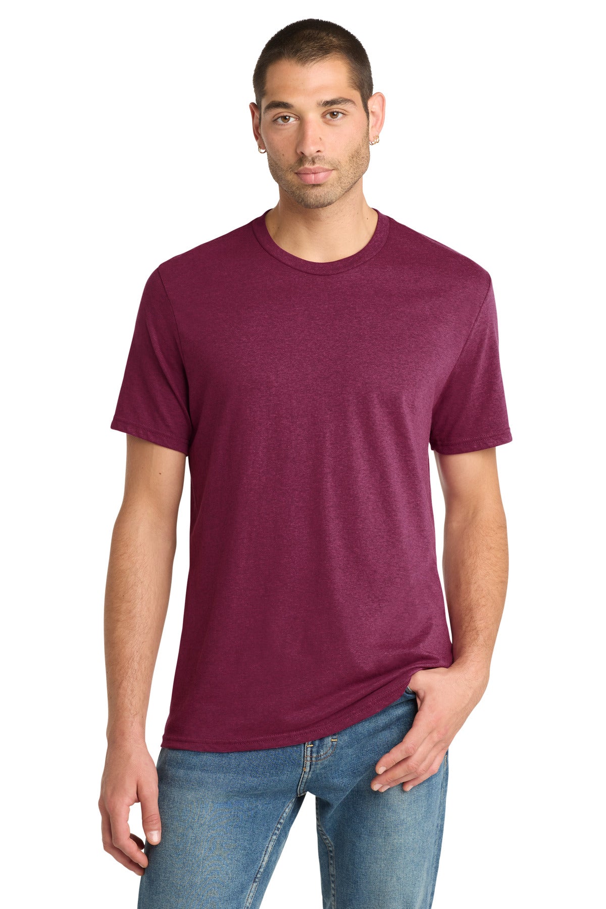 District Perfect Blend CVC Tee. DM108 - Raspberry Fleck