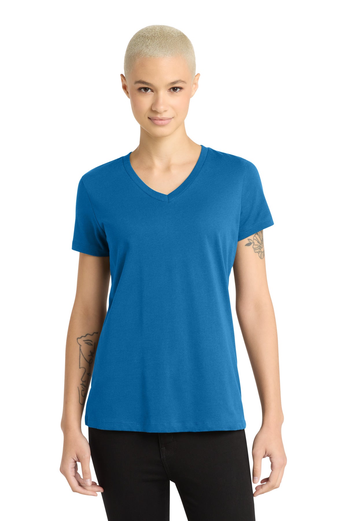 District - Women's Perfect Weight V-Neck Tee. DM1170L - Bright Blue