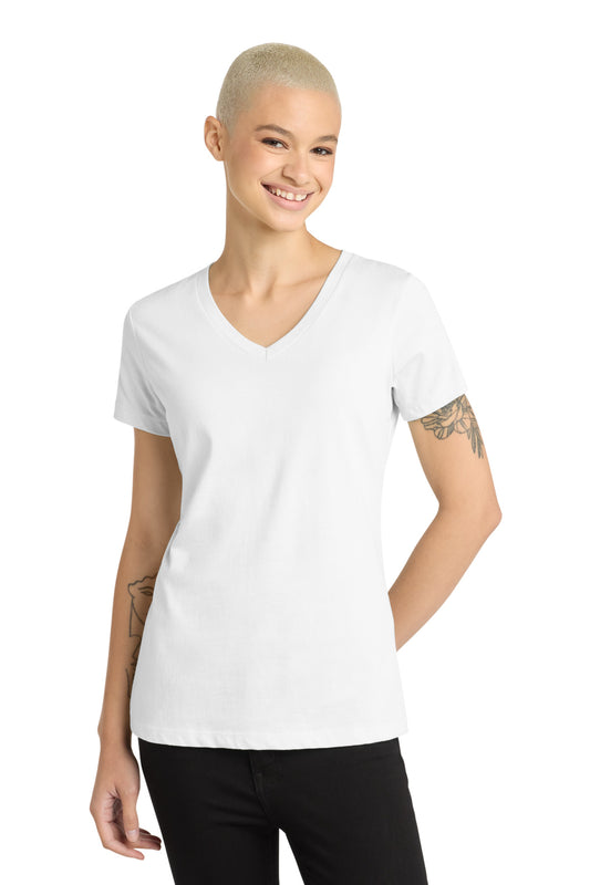 District - Women's Perfect Weight V-Neck Tee. DM1170L - Bright White