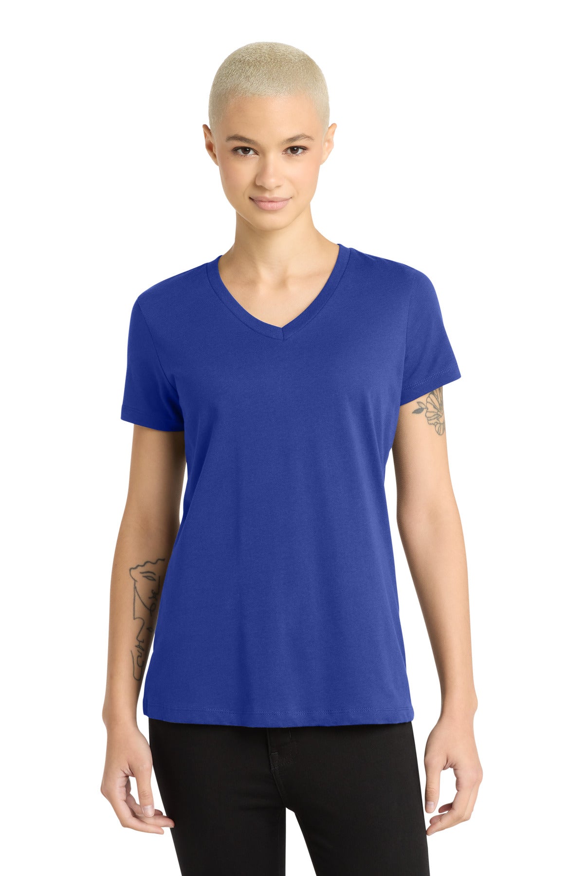 District - Women's Perfect Weight V-Neck Tee. DM1170L - Deep Royal
