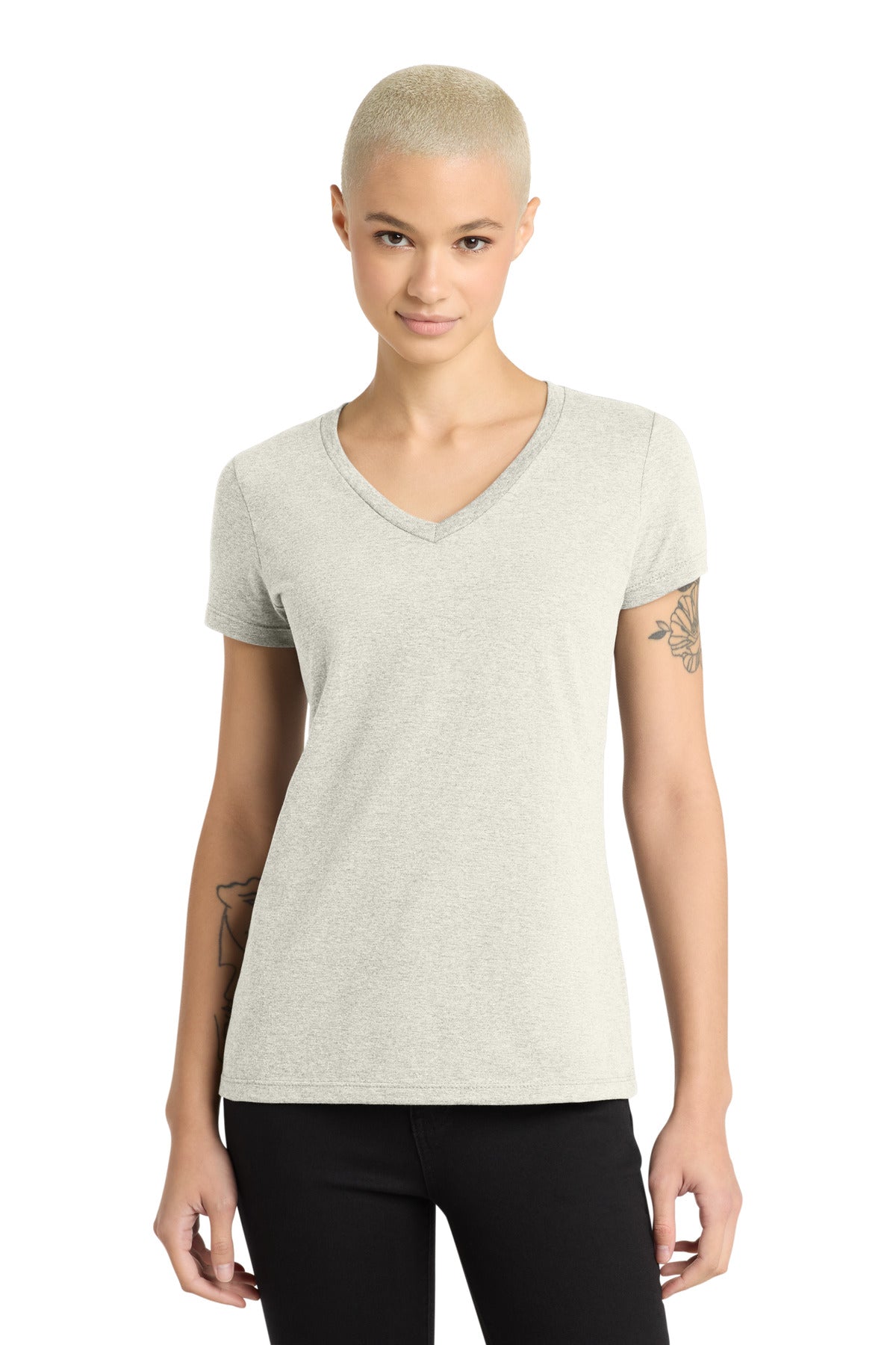 District - Women's Perfect Weight V-Neck Tee. DM1170L - Oatmeal Heather