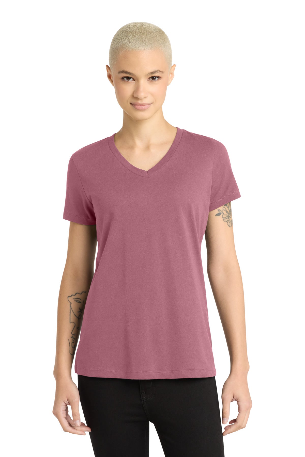 District - Women's Perfect Weight V-Neck Tee. DM1170L - Orchid Haze
