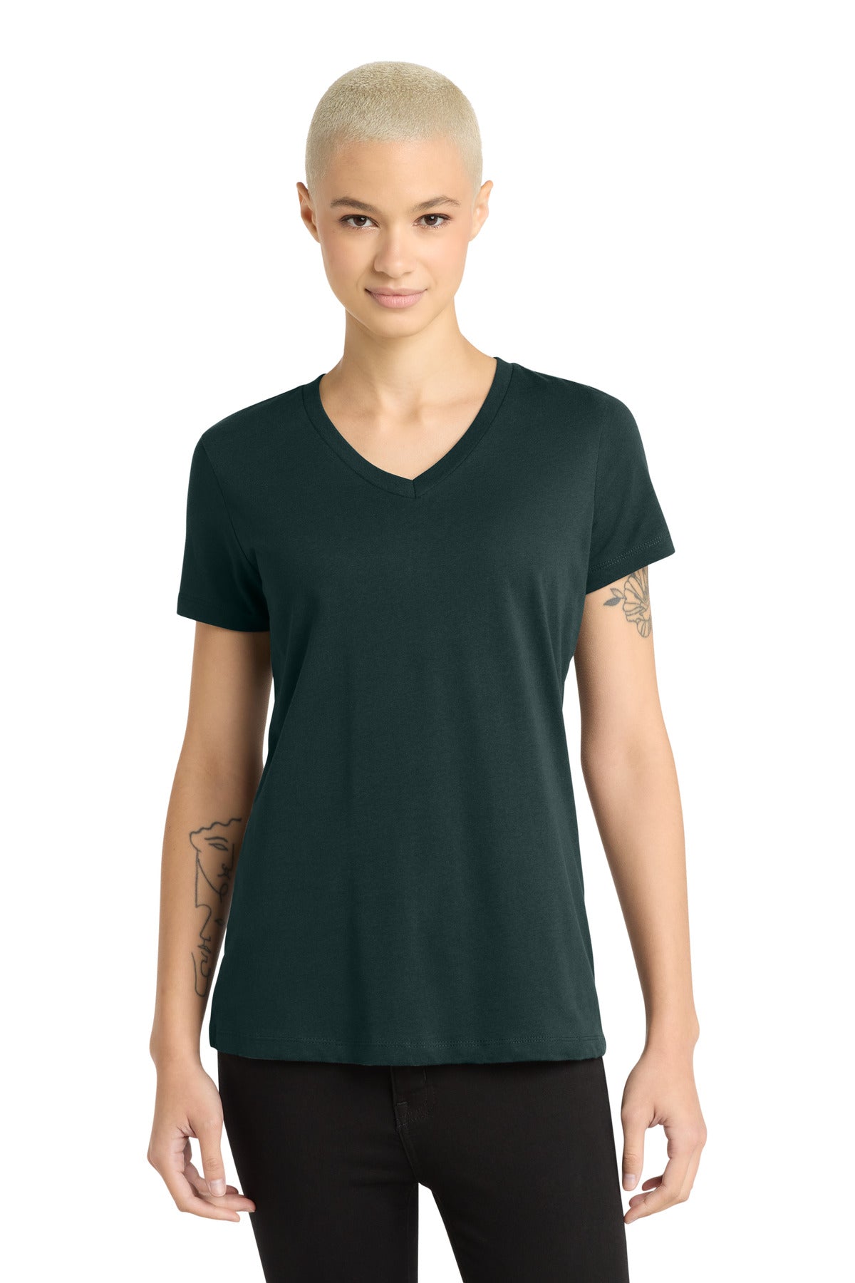 District - Women's Perfect Weight V-Neck Tee. DM1170L - Rainforest