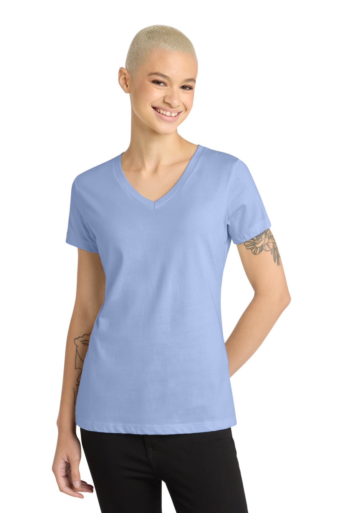 District - Women's Perfect Weight V-Neck Tee. DM1170L - Soft Lilac