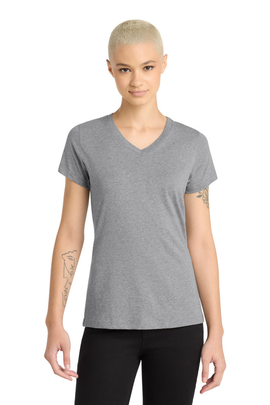 District Women's Perfect Blend CVC V-Neck Tee. DM1190L - Light Heather Grey