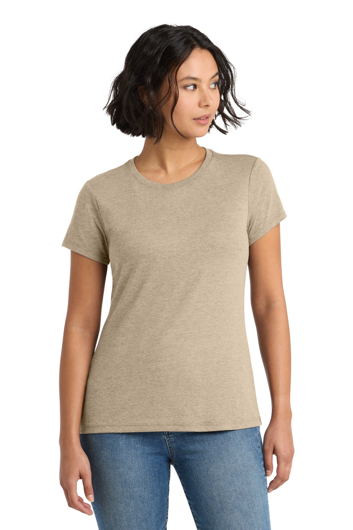 District  Women's Perfect Tri Tee. DM130L - Desert Tan Heather