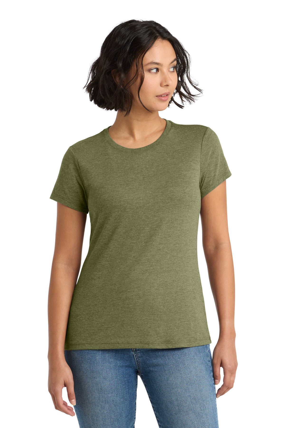 District  Women's Perfect Tri Tee. DM130L - Military Green Frost
