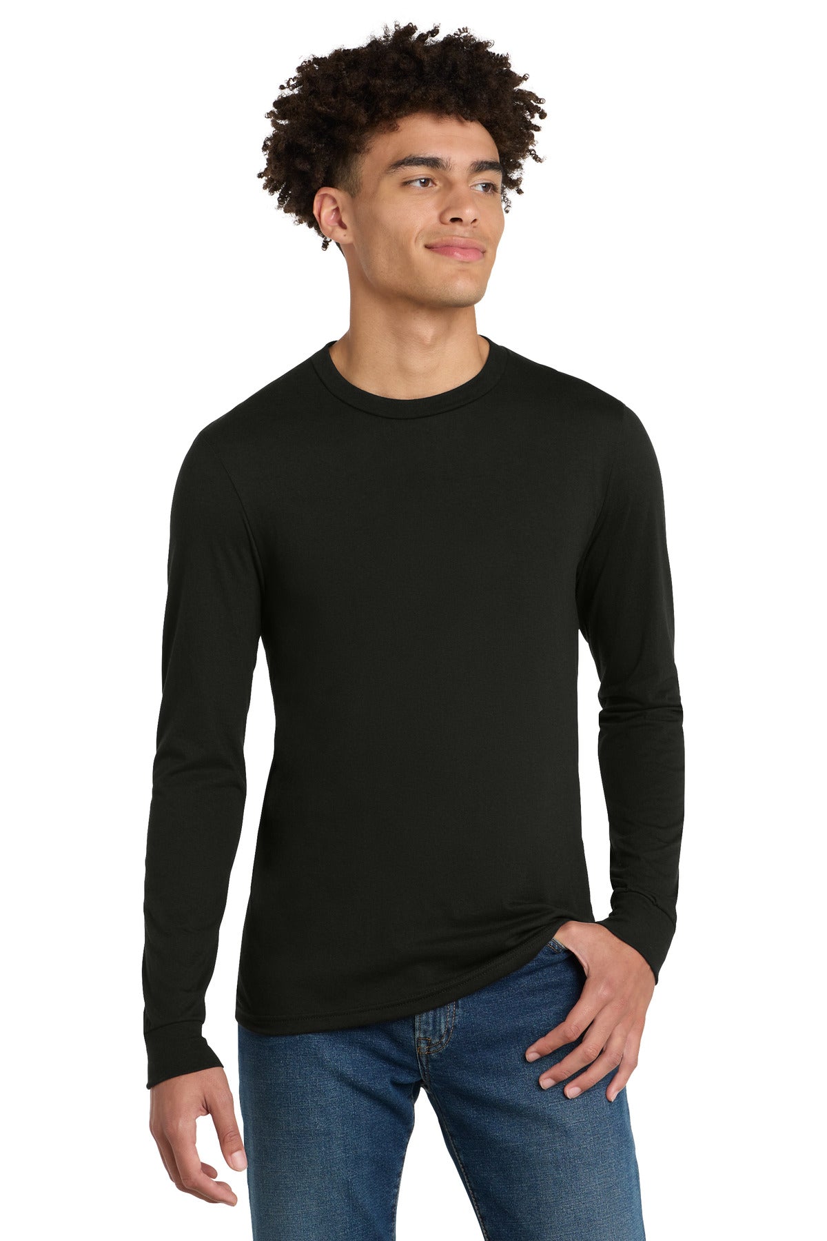 District Perfect Tri Long Sleeve Tee . DM132 - Black